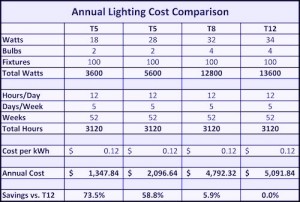 T5 Lamp Lumens Chart